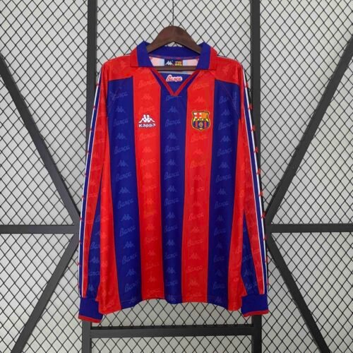 Barcelona Retro Jersey Home Long Sleeve Soccer Shirt 1996-97