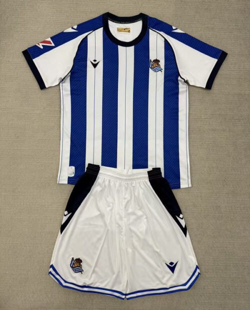 Real Sociedad Soccer Jersey Home Kids Kit Jersey+Shorts 2025/26