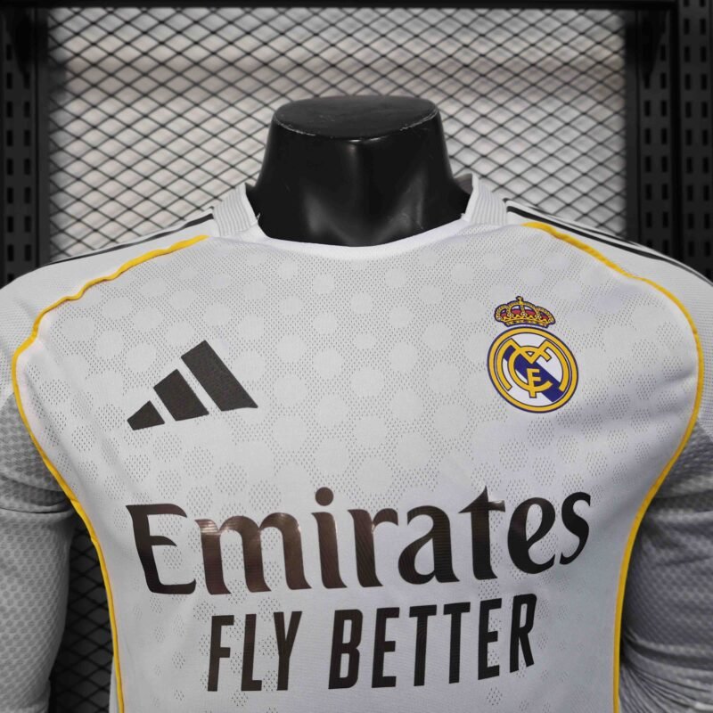 Real Madrid Authentic Soccer Jersey Home Long Sleeve Shirt 2025/26