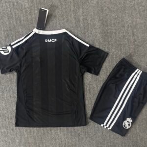 Real Madrid Soccer Jersey Black Goalkeeper Kids Kit Jersey+Shorts 2025/26