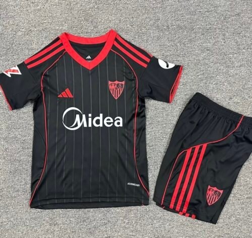Sevilla FC Soccer Jersey Third Away Kids Kit Jersey+Shorts 2025/26
