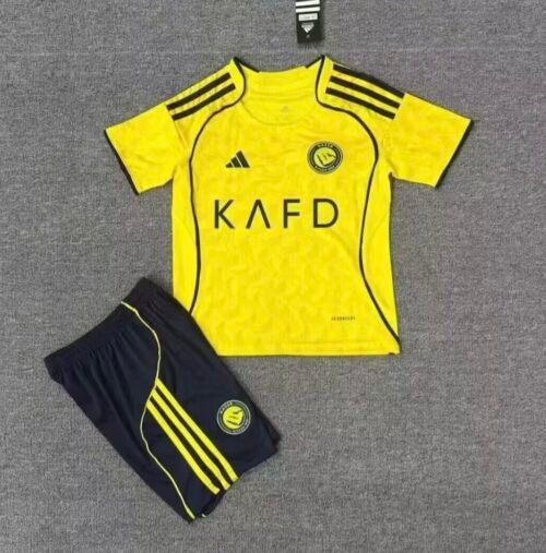 Al Nassr Soccer Jersey Home Kids Kit Jersey+Shorts 2025/26