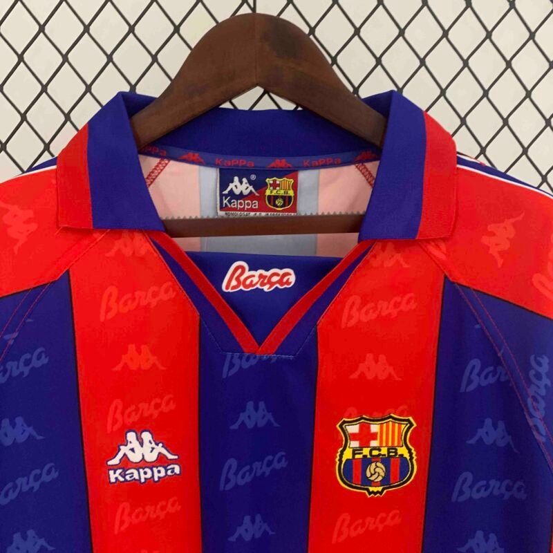Barcelona Retro Jersey Home Long Sleeve Soccer Shirt 1996-97