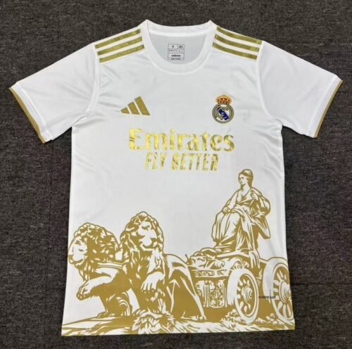 Real Madrid Soccer Jersey White & Golden Special Edition Custom Shirt 2025/26